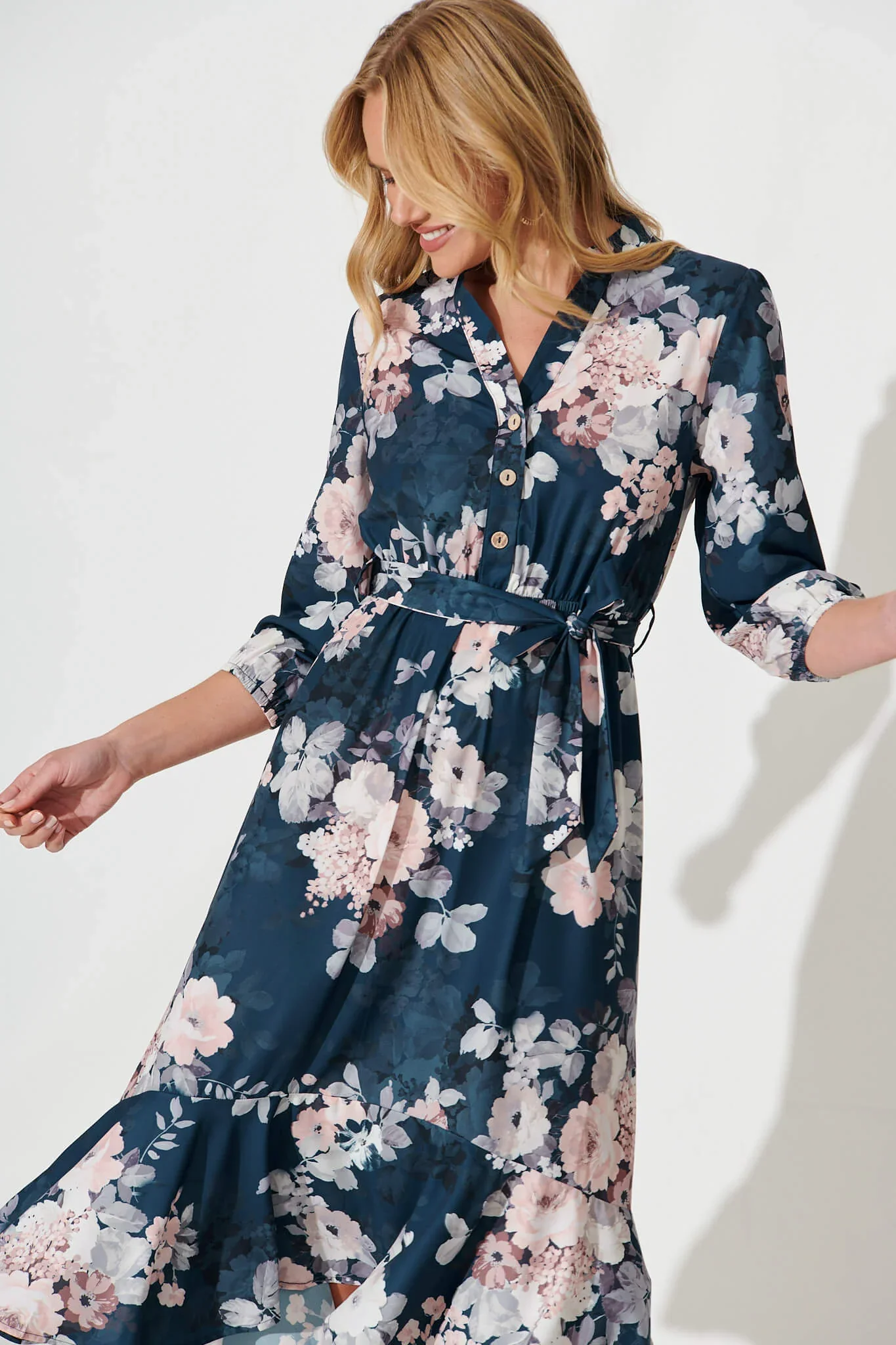 Jemimah Midi Teal Blush Floral - ছবি 2