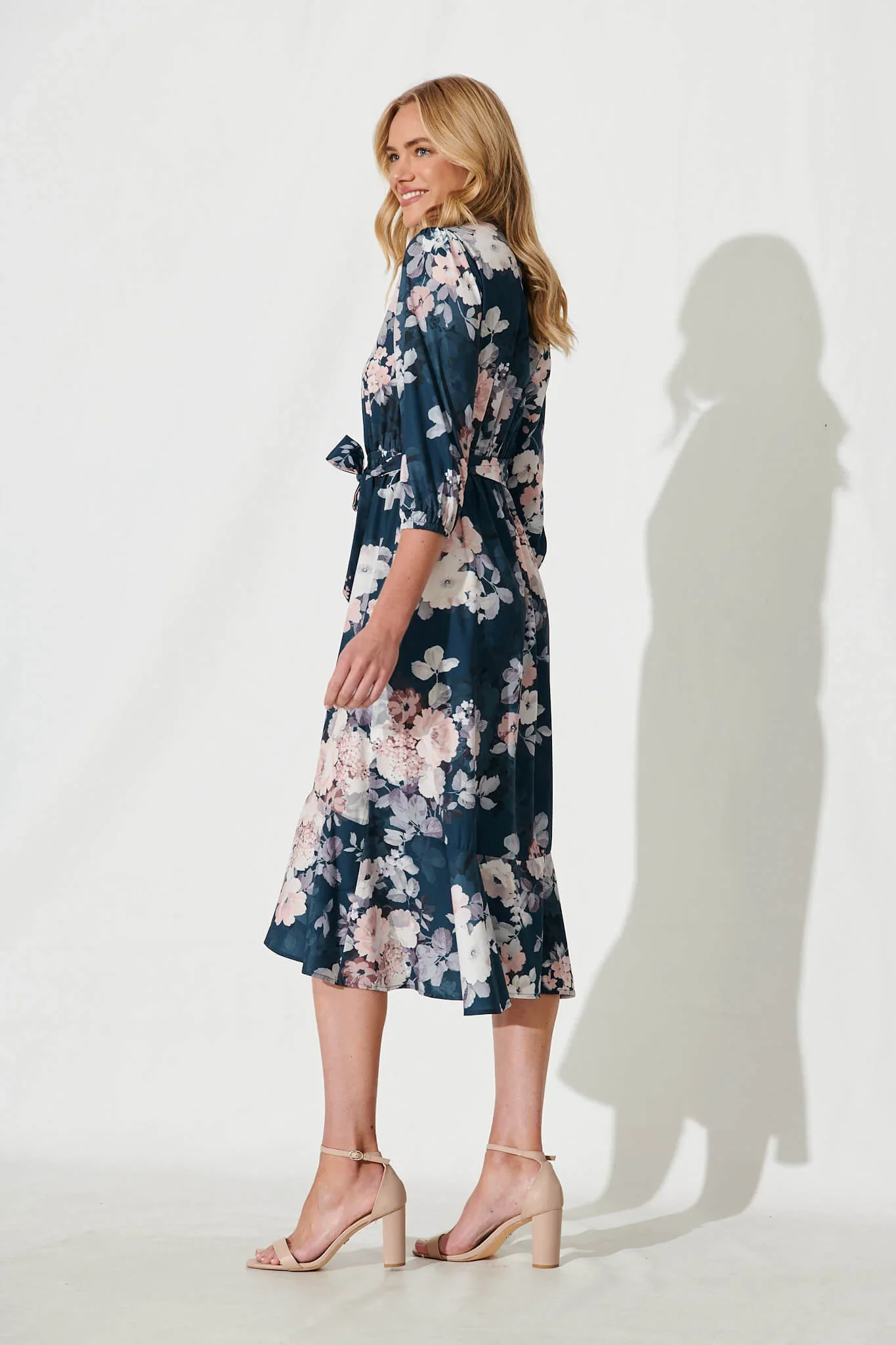 Jemimah Midi Teal Blush Floral - ছবি 3