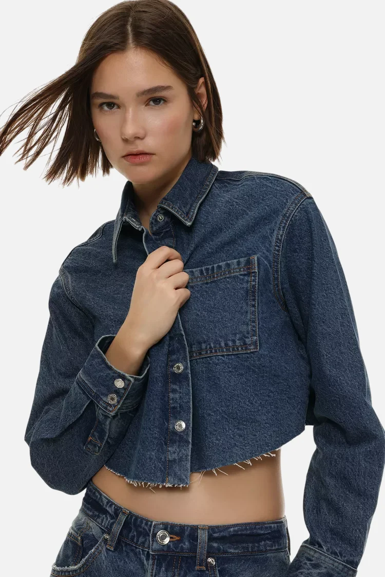 Cropped denim shirt - ছবি 3