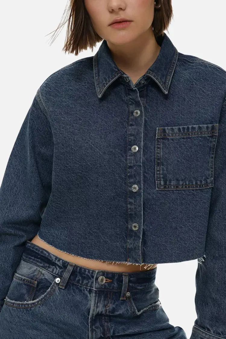 Cropped denim shirt - ছবি 4