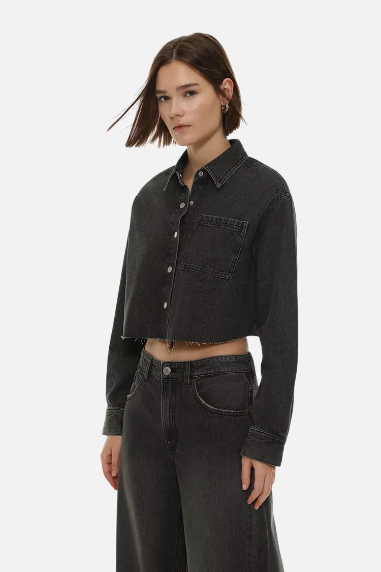 Cropped denim shirt - ছবি 5