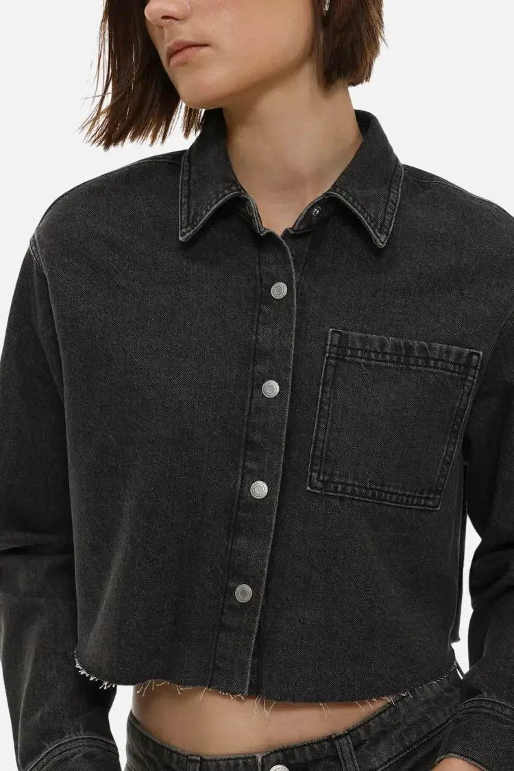 Cropped denim shirt - ছবি 6