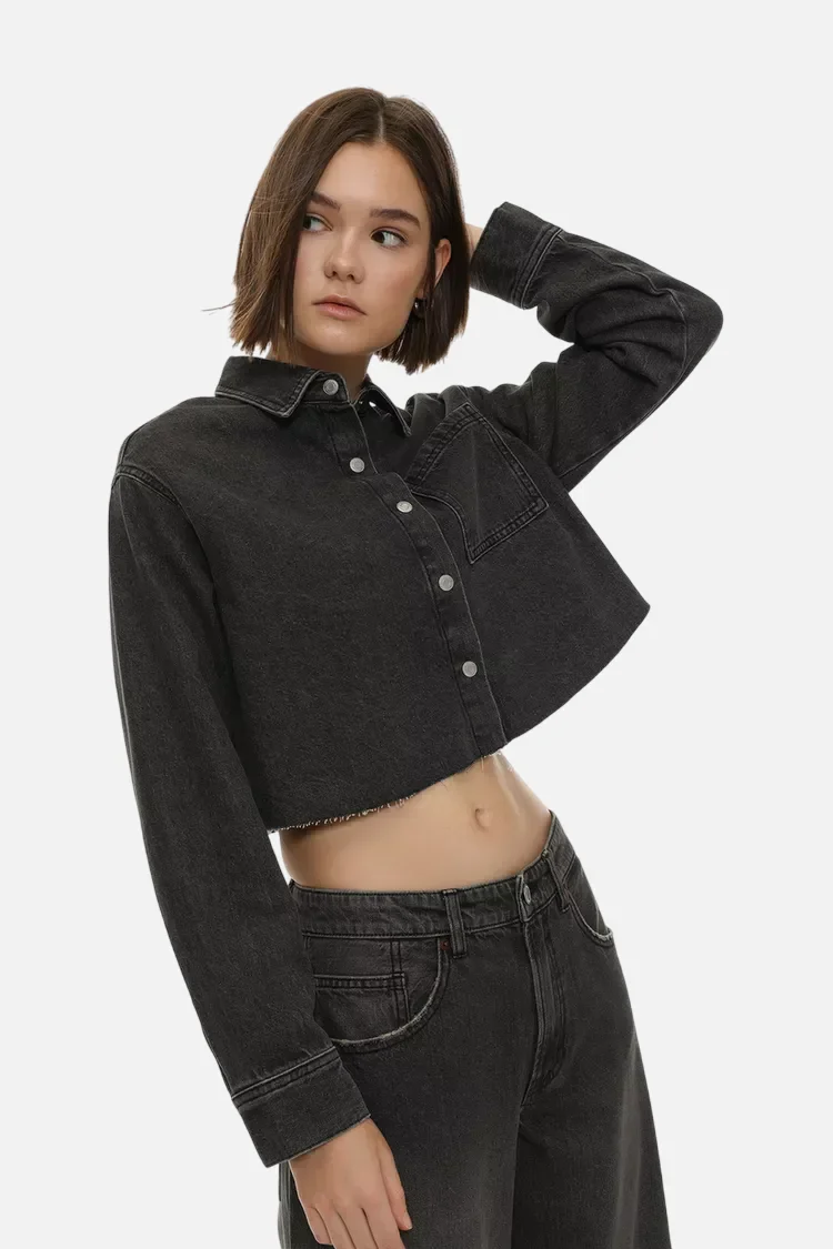 Cropped denim shirt - ছবি 8